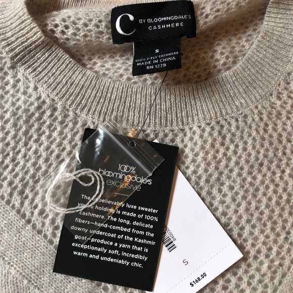 BLOOMINGDALES NWT soft grey cashmere sweater S - Picture 4 of 7